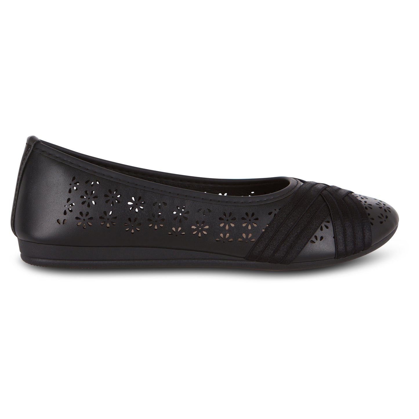 Round Toe Cut Out Satin Straps Ballet Flat (Adina)