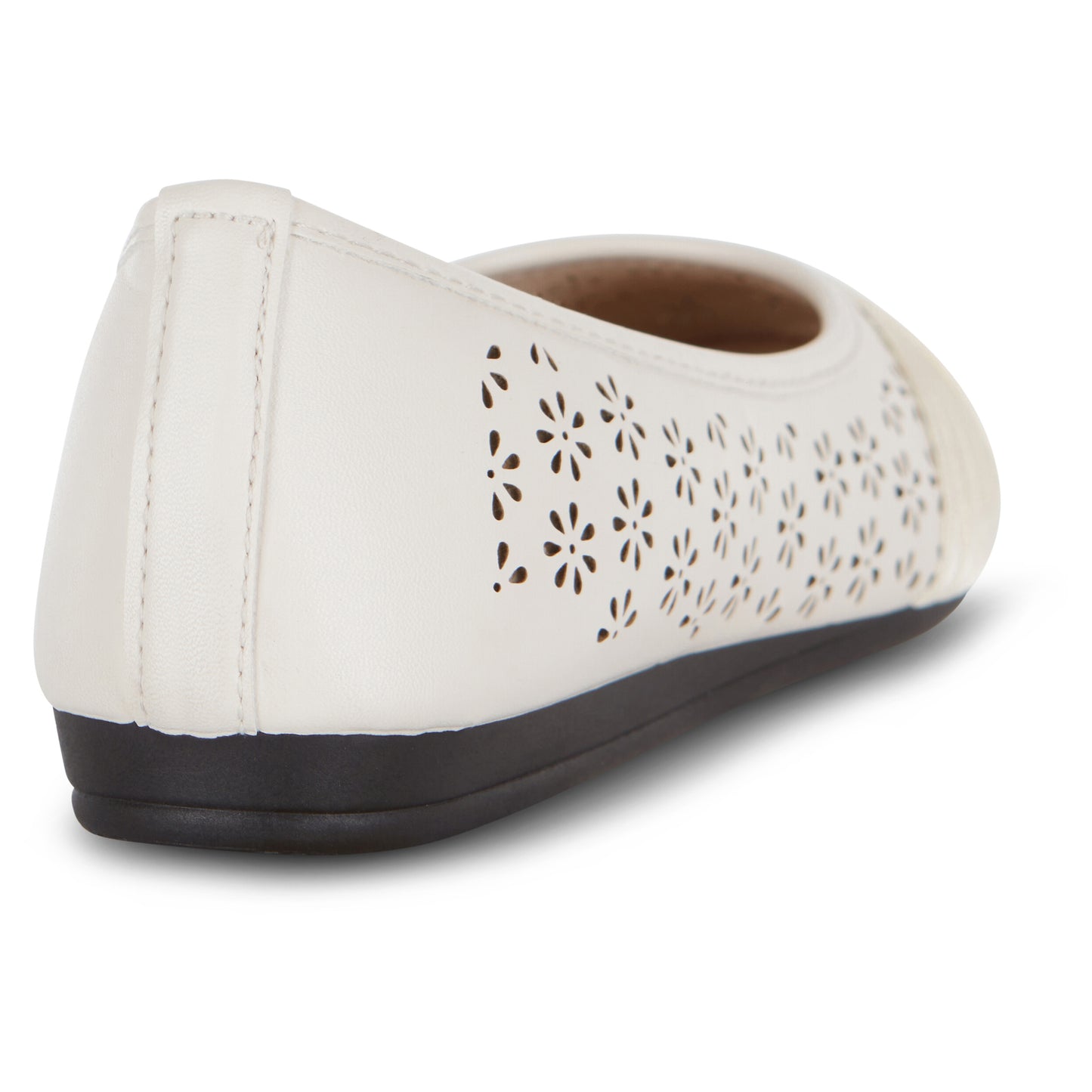 Round Toe Cut Out Satin Straps Ballet Flat (Adina)