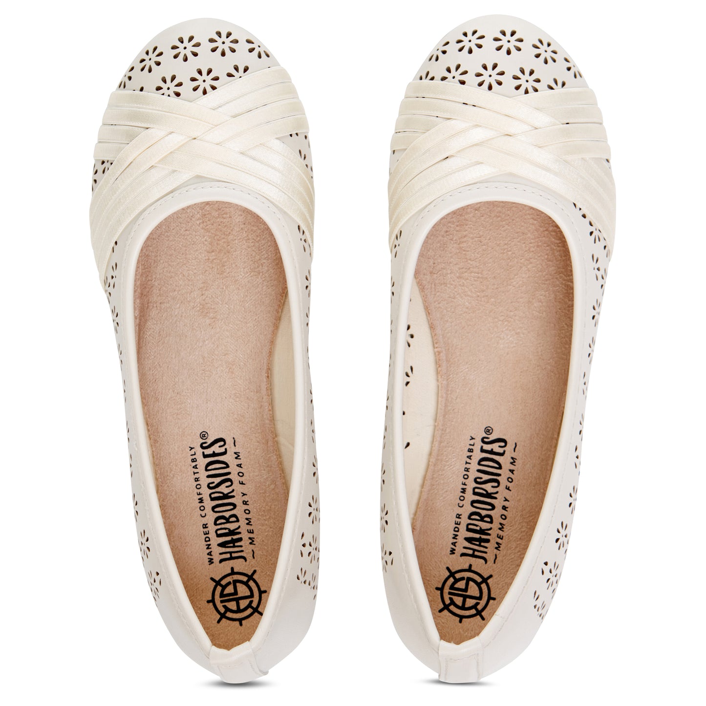 Round Toe Cut Out Satin Straps Ballet Flat (Adina)