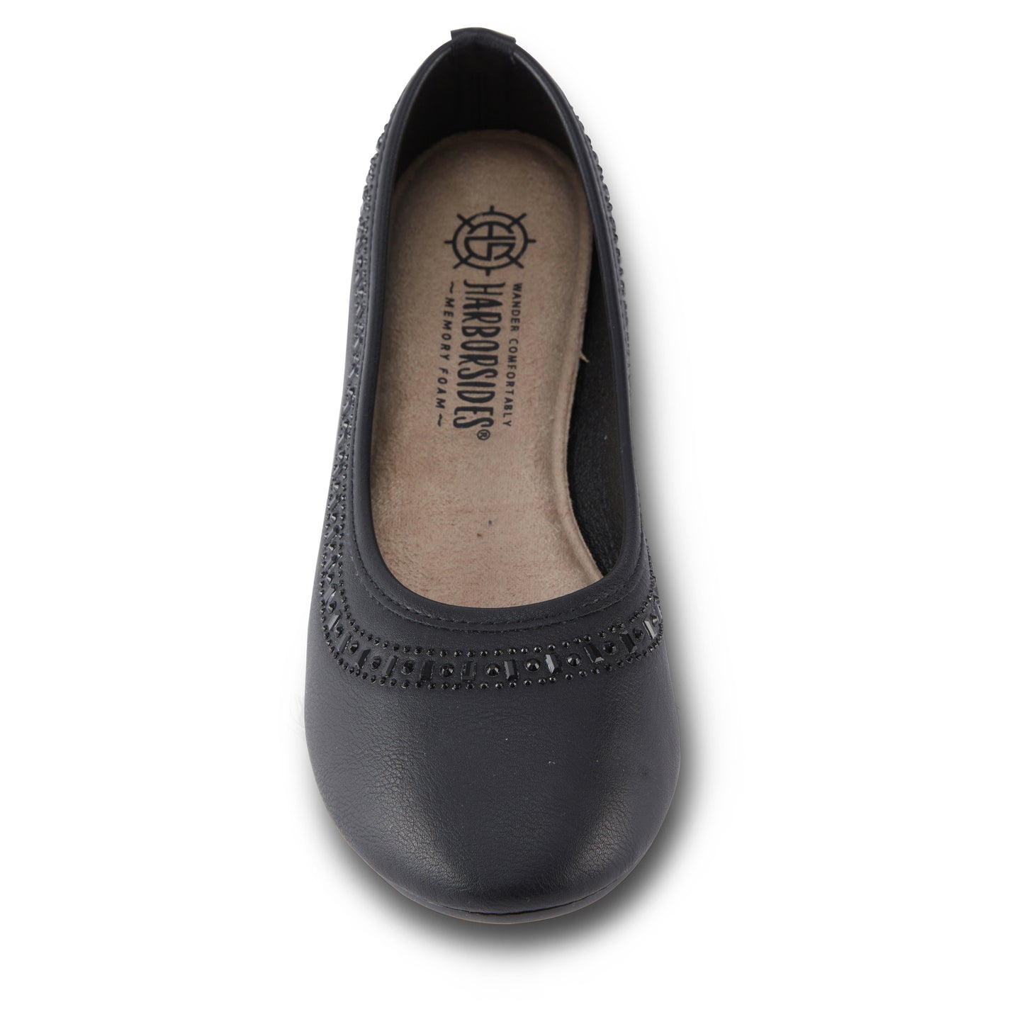 Round Toe Studded Ballerina Flats (Anthric)