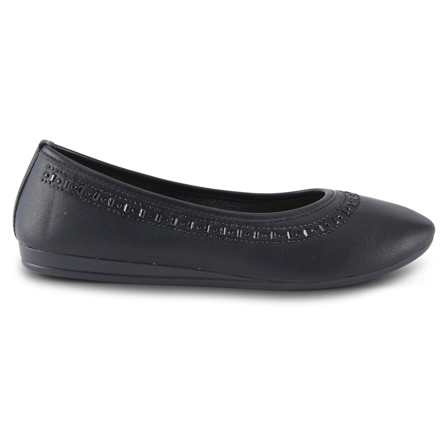 Round Toe Studded Ballerina Flats (Anthric)