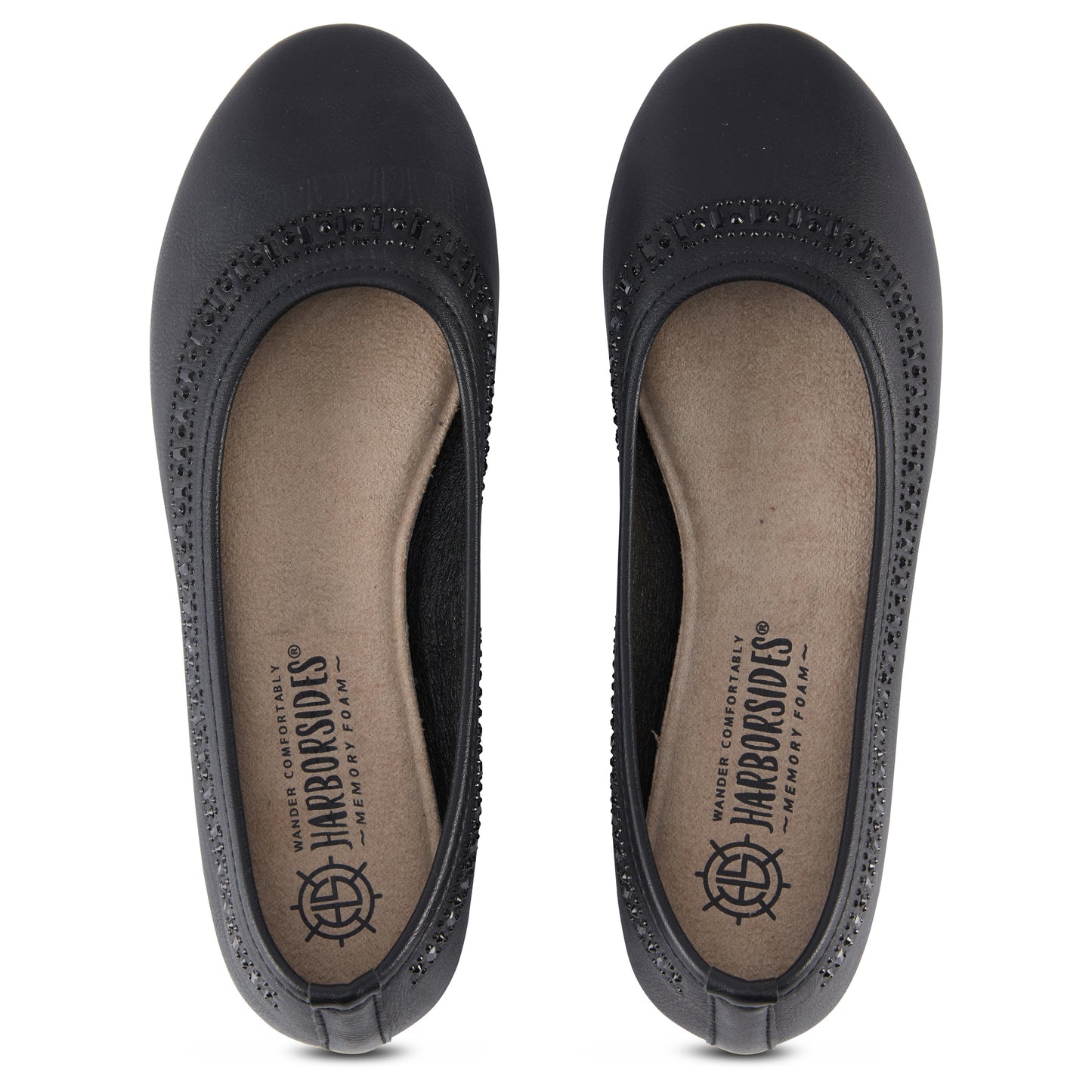 Round Toe Studded Ballerina Flats (Anthric)