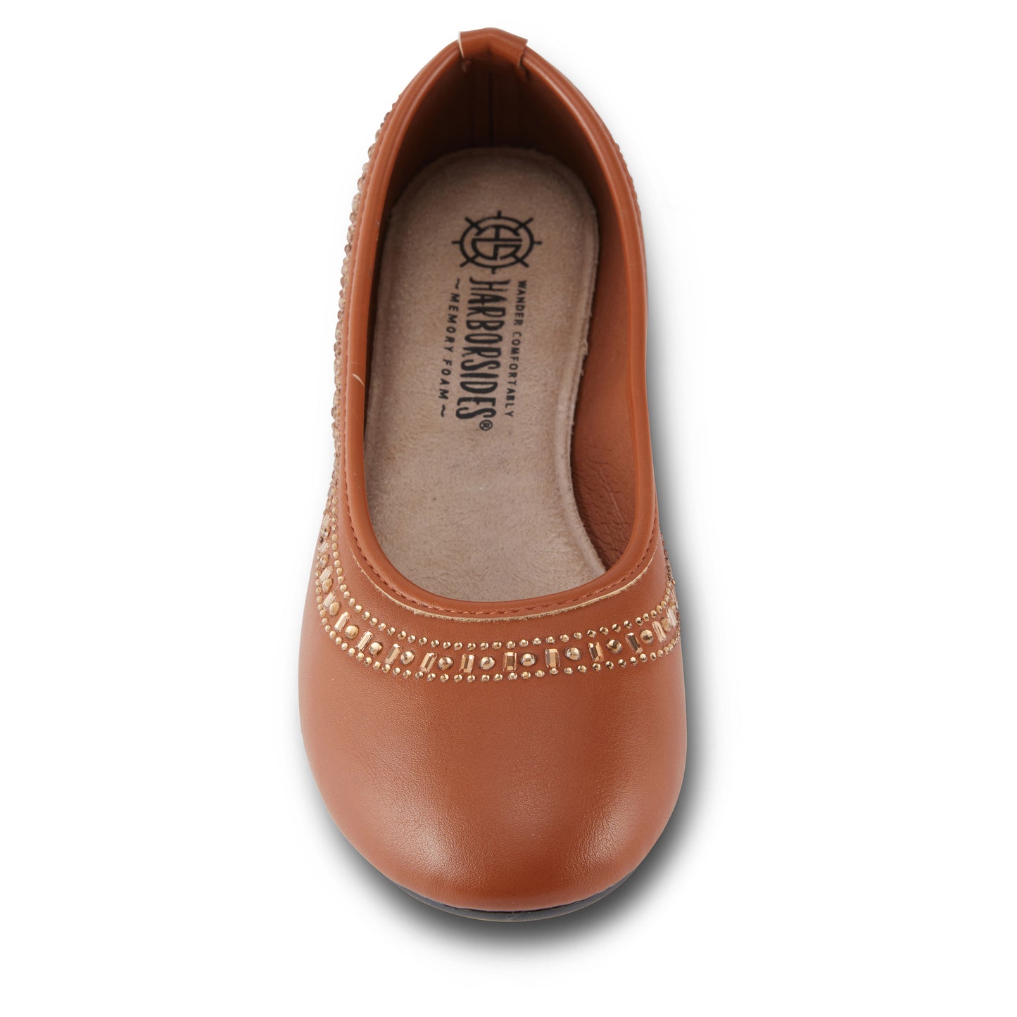 Round Toe Studded Ballerina Flats (Anthric)