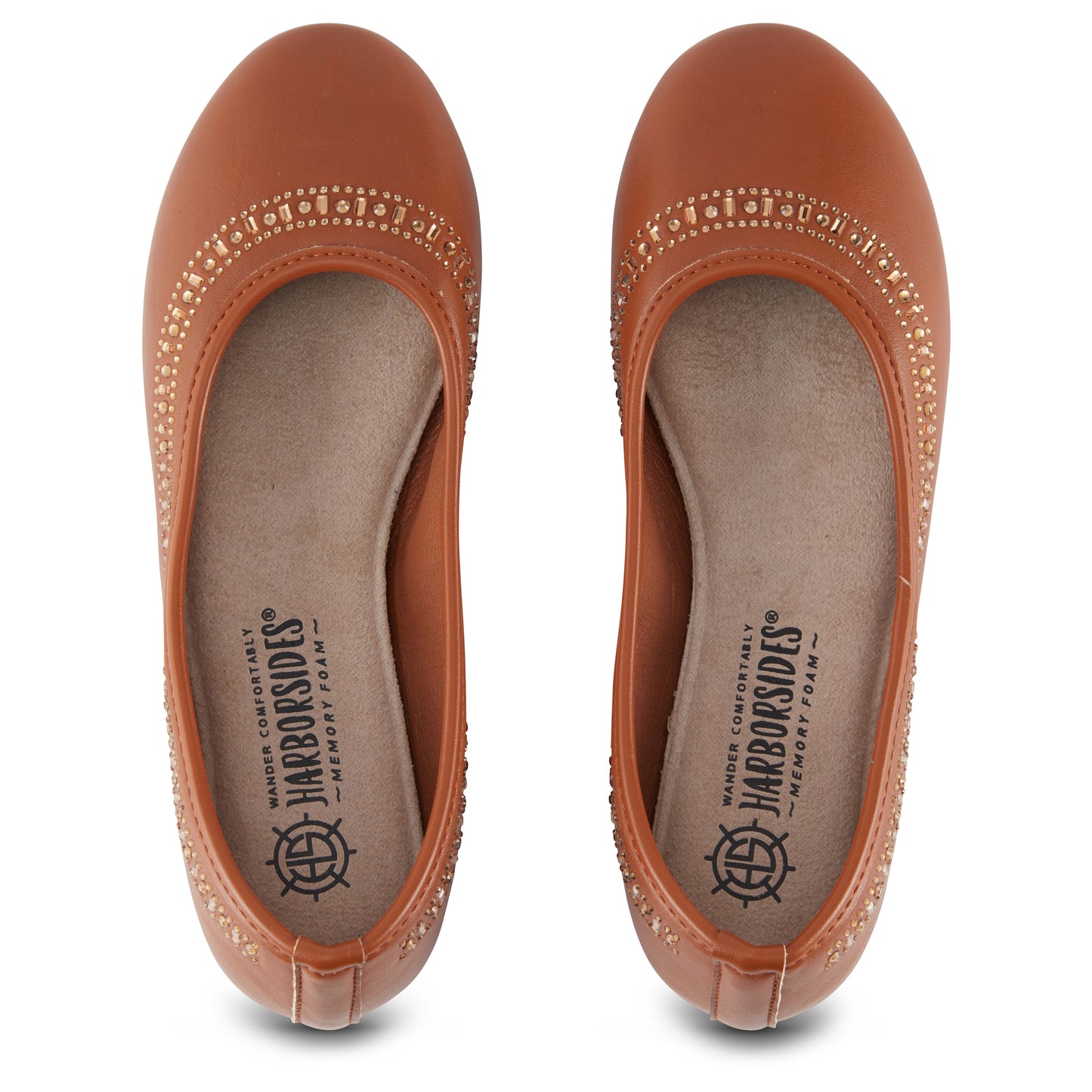 Round Toe Studded Ballerina Flats (Anthric)