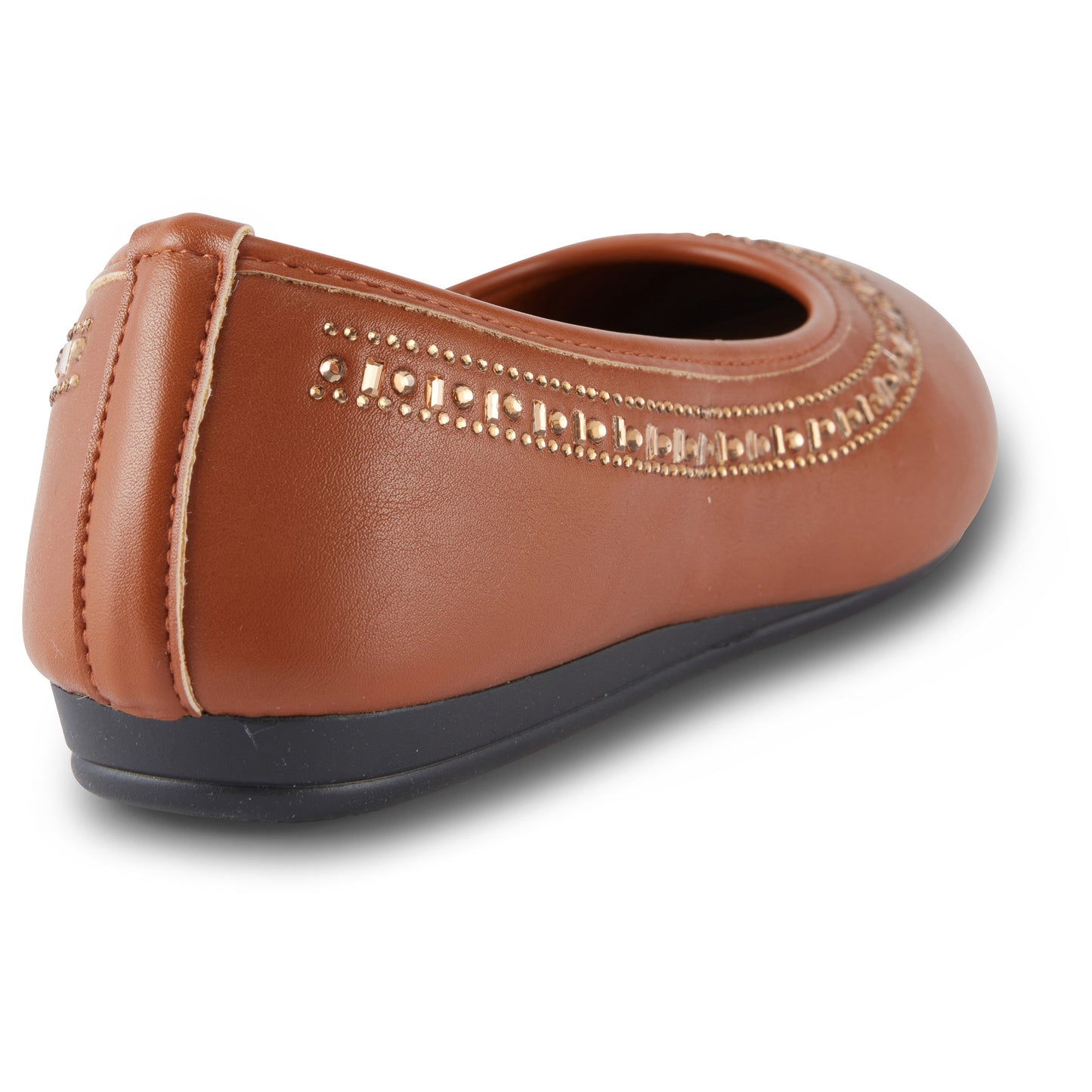 Round Toe Studded Ballerina Flats (Anthric)