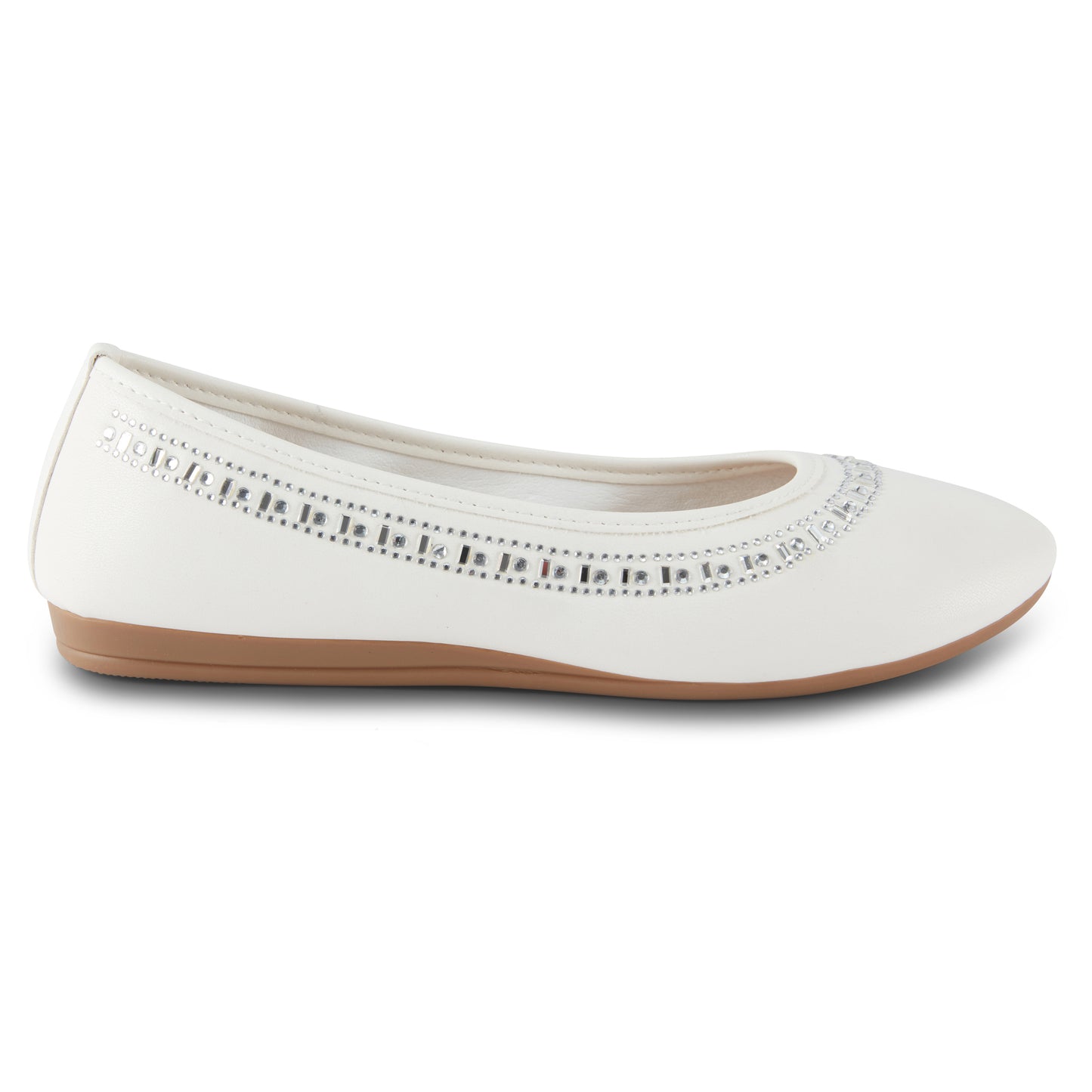 Round Toe Studded Ballerina Flats (Anthric)