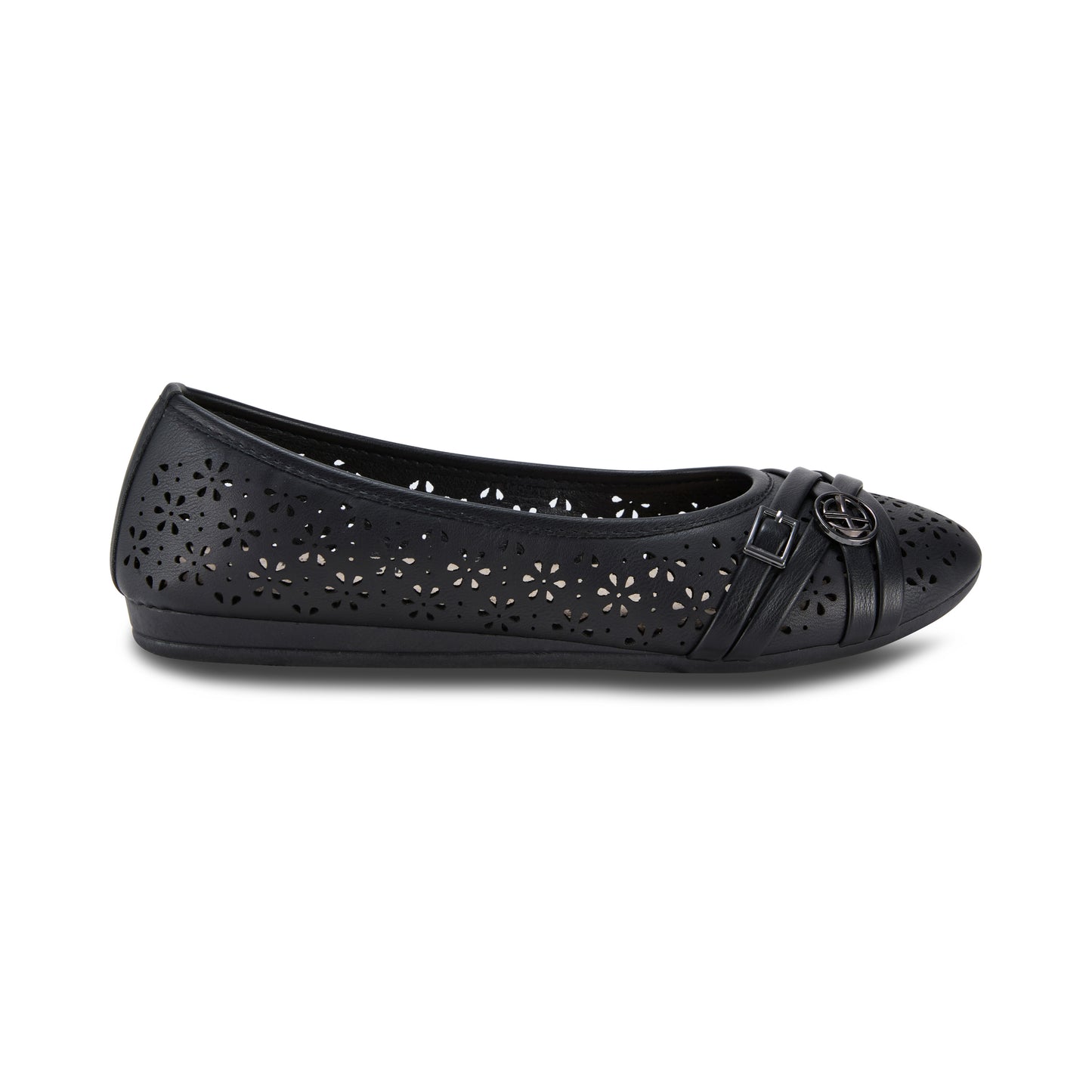 Round Toe Floral Cut Out Ornament Ballet Flat (Aster)
