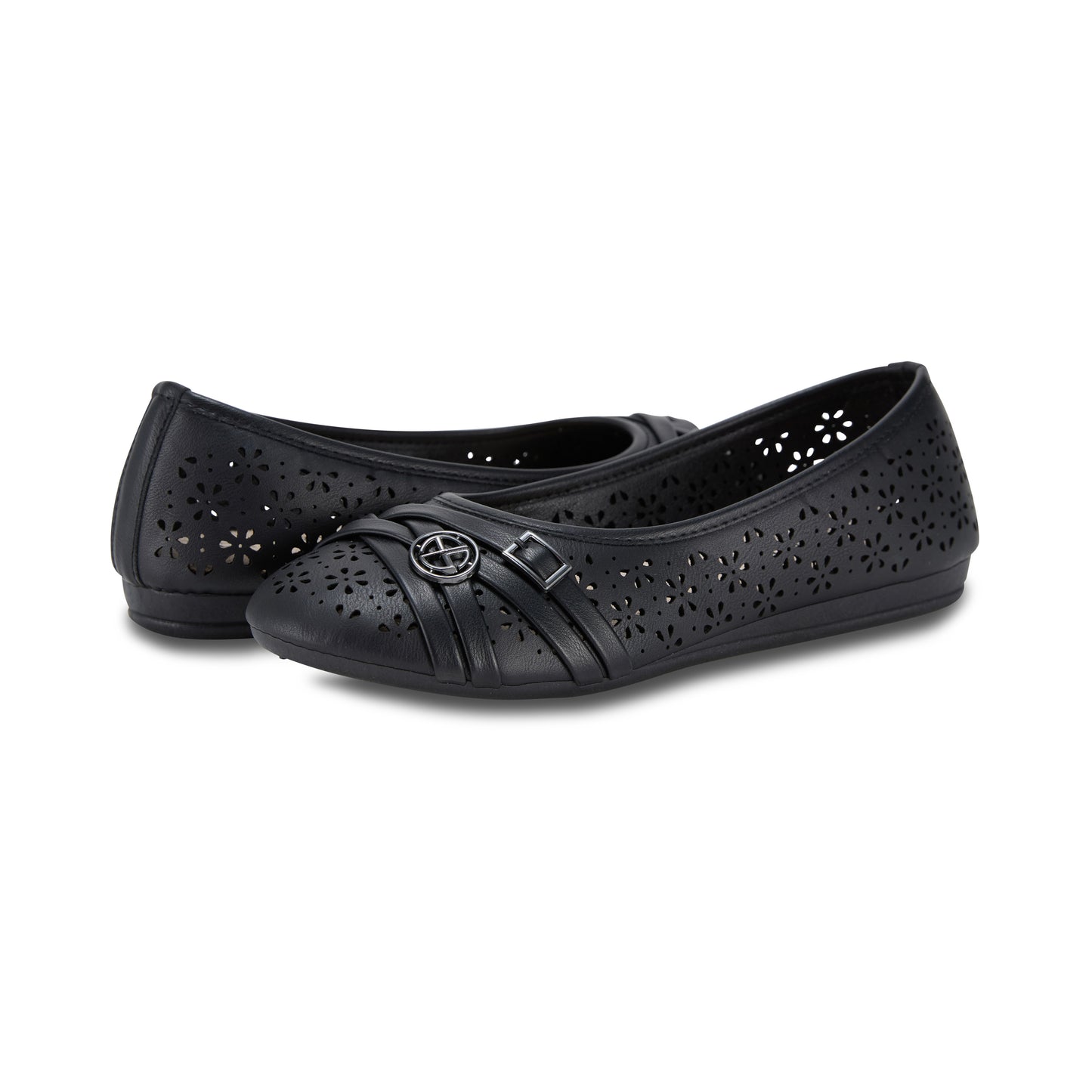 Round Toe Floral Cut Out Ornament Ballet Flat (Aster)