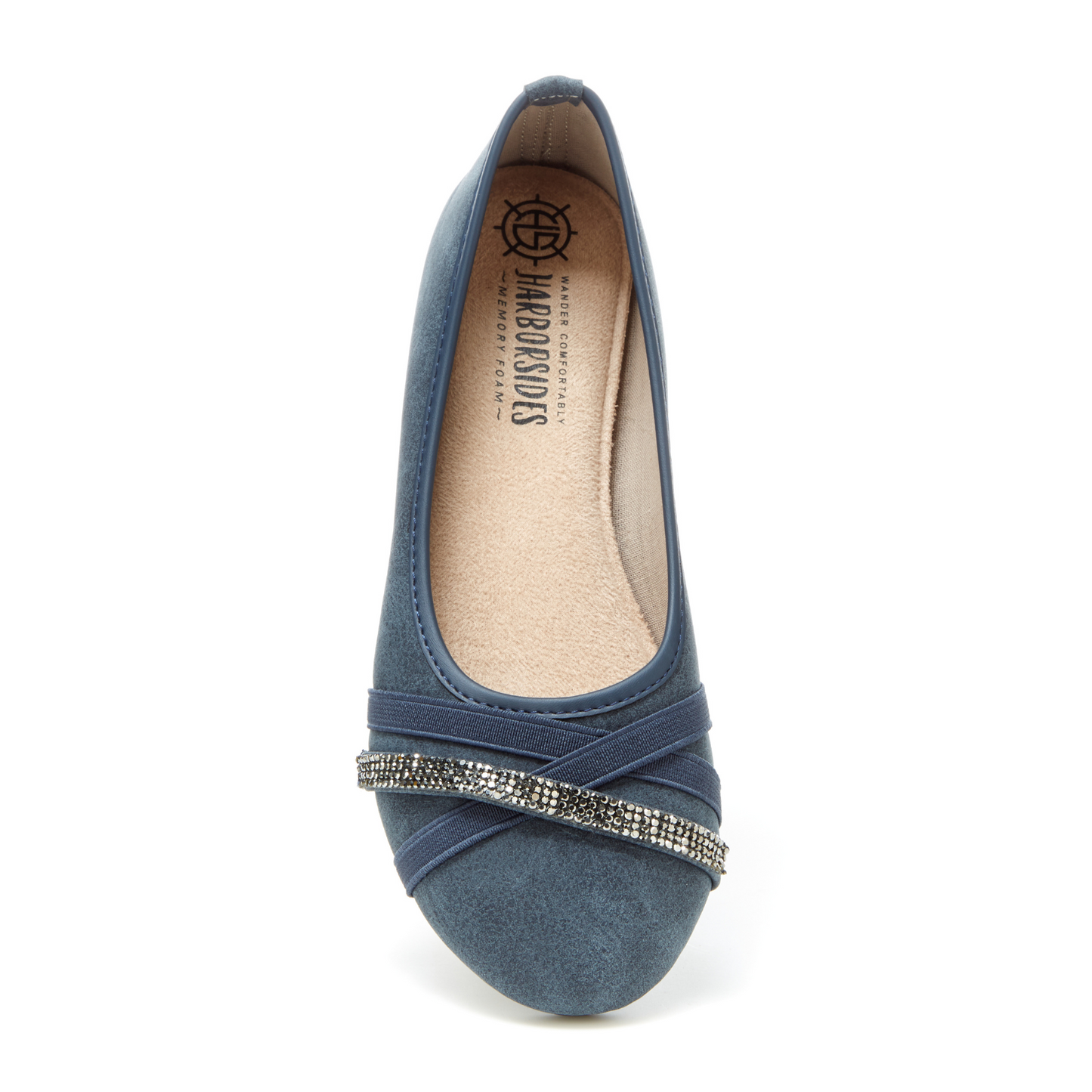 Round Toe Jeweled Cross Strap Ballet Flats (April)