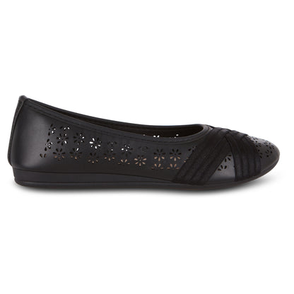 Round Toe Cut Out Satin Straps Ballet Flat (Adina)