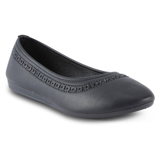 Round Toe Studded Ballerina Flats (Anthric)