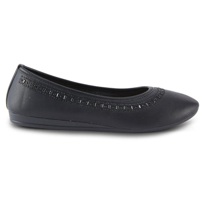 Round Toe Studded Ballerina Flats (Anthric)