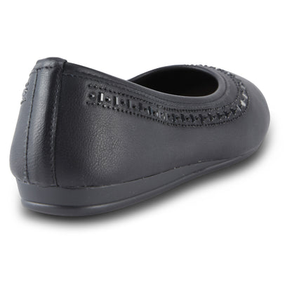 Round Toe Studded Ballerina Flats (Anthric)