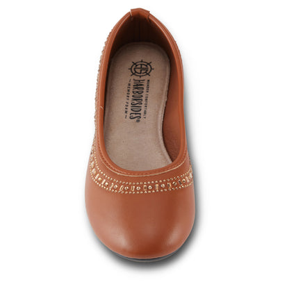 Round Toe Studded Ballerina Flats (Anthric)