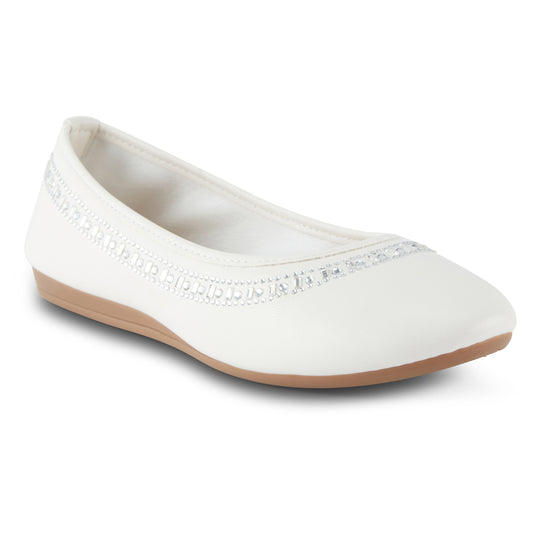 Round Toe Studded Ballerina Flats (Anthric)