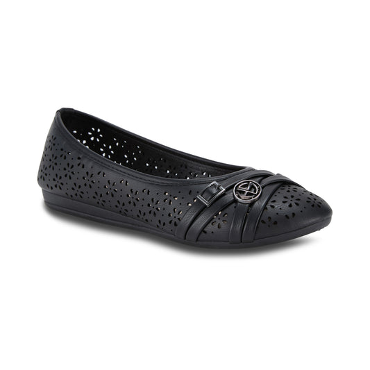 Round Toe Floral Cut Out Ornament Ballet Flat (Aster)