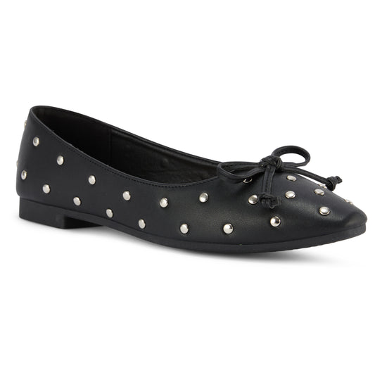 Almond Toe Studded Bow Ballet Flat (Lorry)