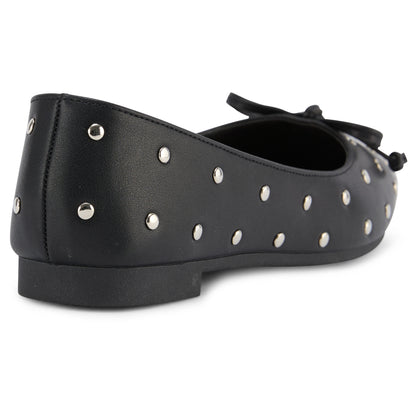 Almond Toe Studded Bow Ballet Flat (Lorry)