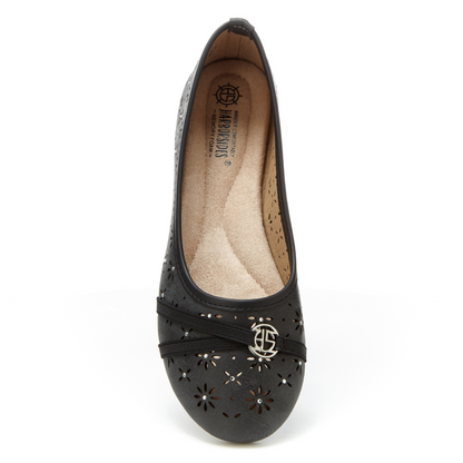 Round Toe Cut Out Ornament Strap Flats (Aaron)