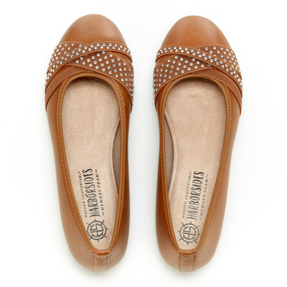 Round Toe Studded Ballet Flats (Anne)