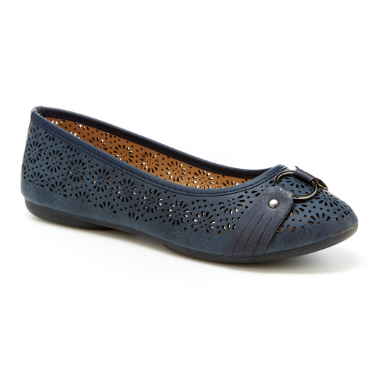 Round Toe Cut Out O-Ring Band Flats (Giovana)