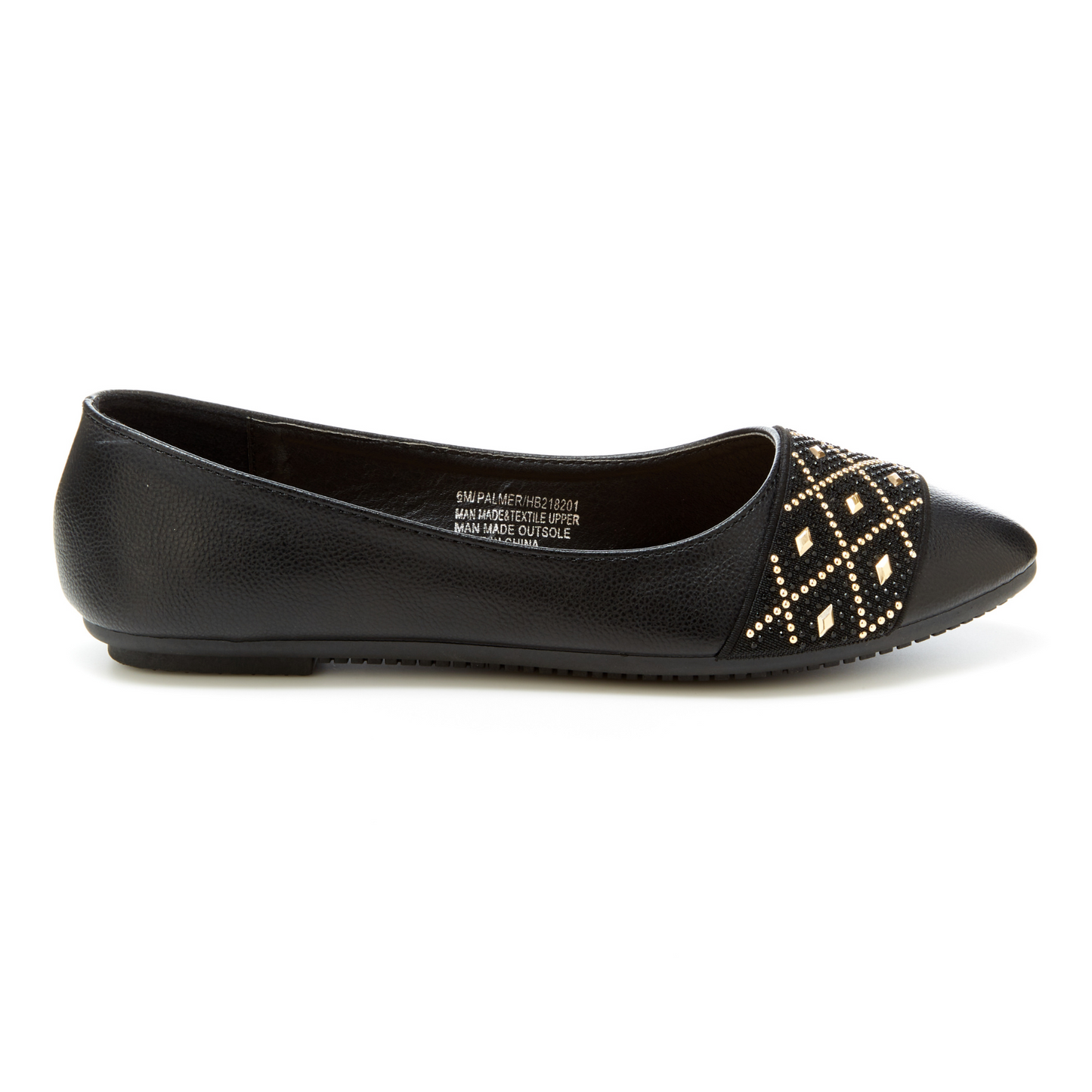 Black almond toe flats discount